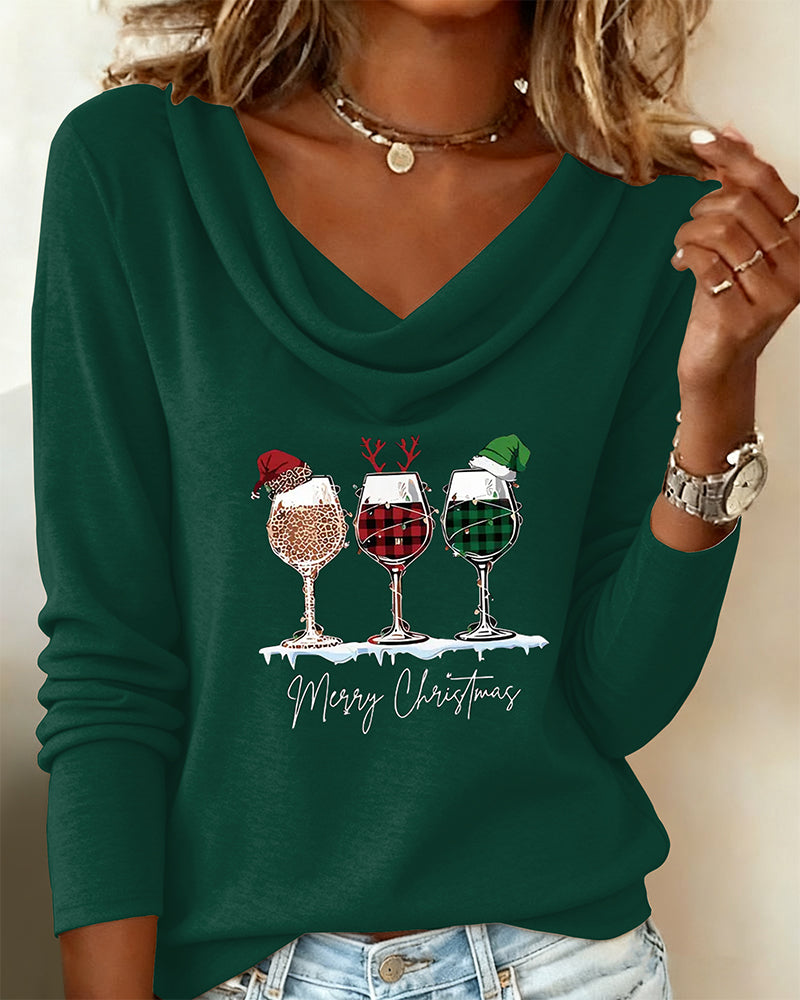 Stacked Collar Printed Wine Glass Top