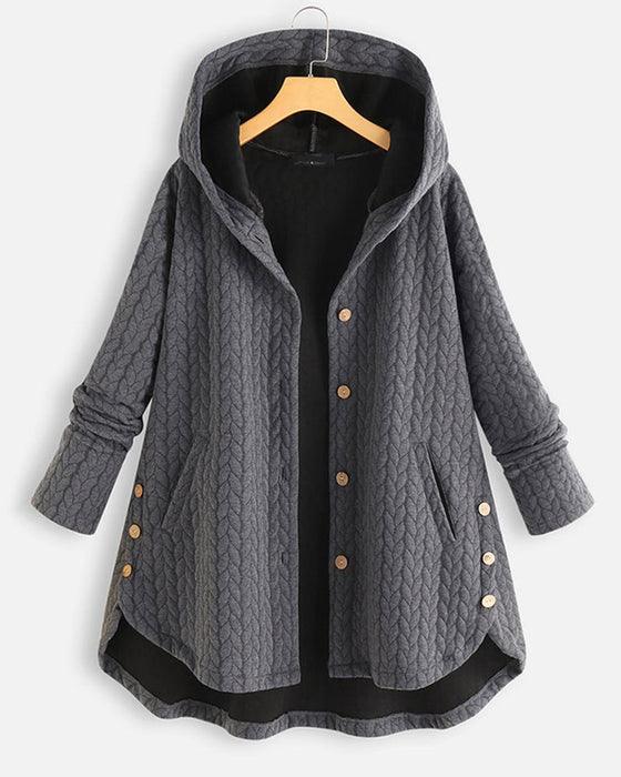 Hooded solid color loose coat