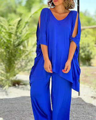 Solid Color Two Piece Sets with Half Sleeves