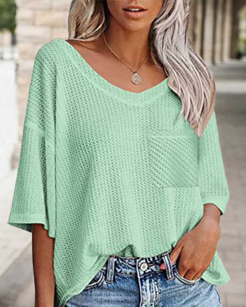 V neck pocket short sleeve t-shirt