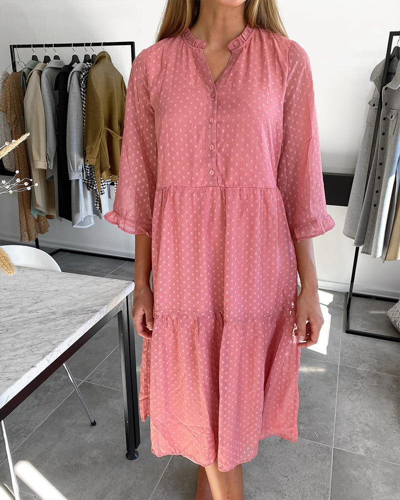 Polka-dot print ruffle dress