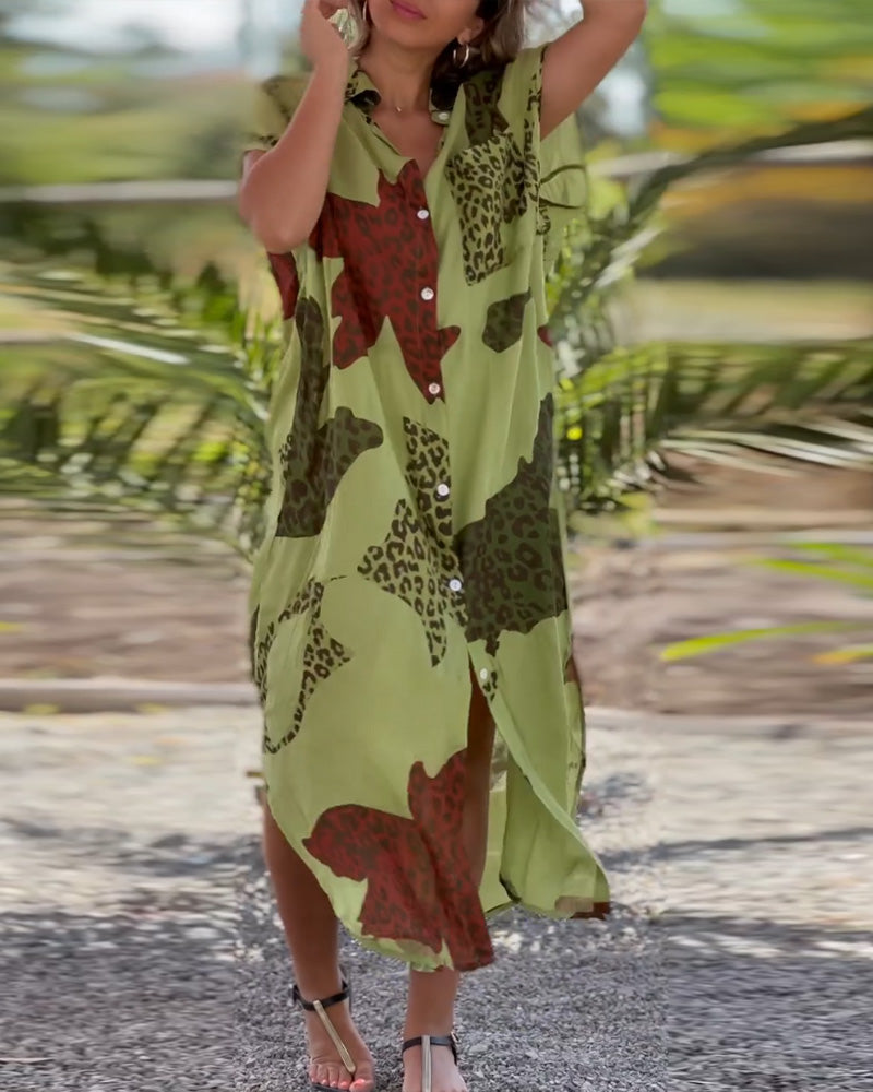 Short Sleeve Leopard Print Dress