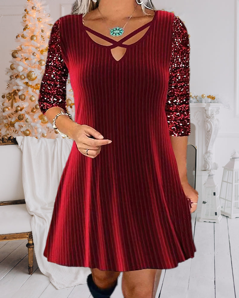 Sequin Ribbed Temperamental Dress