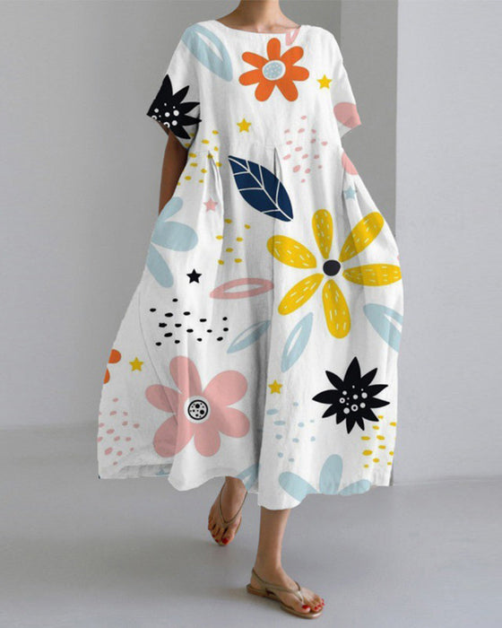 Loose short sleeve printed dress