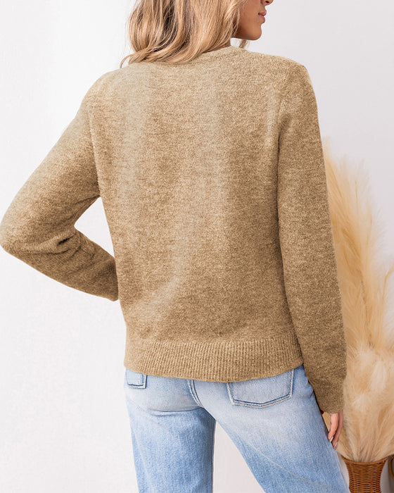 Cozy Metal Button Design Pullover