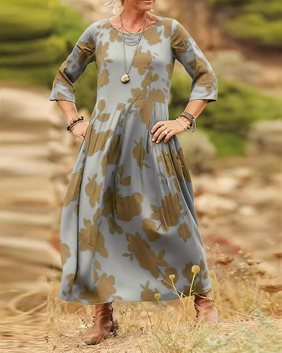 Temperament Retro Printed Dress