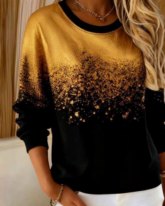 Fashionable Gradient Gold Printed Sweatshirt