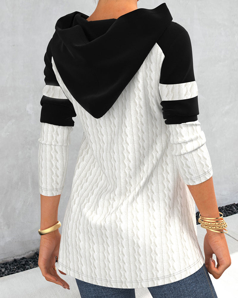 Long-sleeved hood zipper top