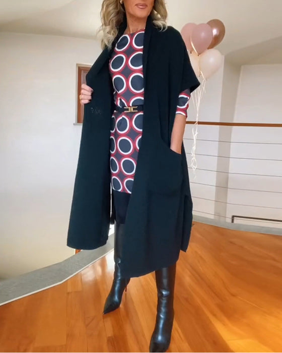 Casual solid color half sleeve pocket cardigan