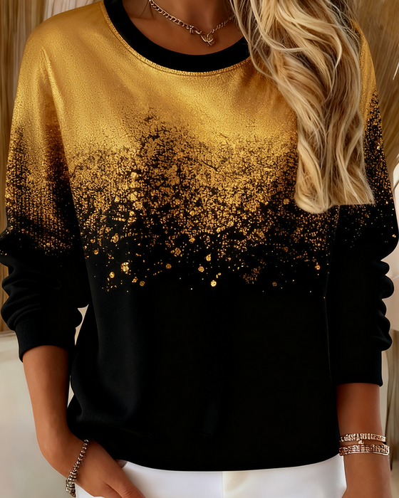 Fashionable Gradient Gold Printed Sweatshirt