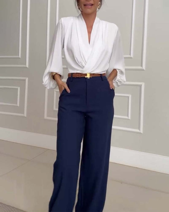 Casual solid color pocket pants