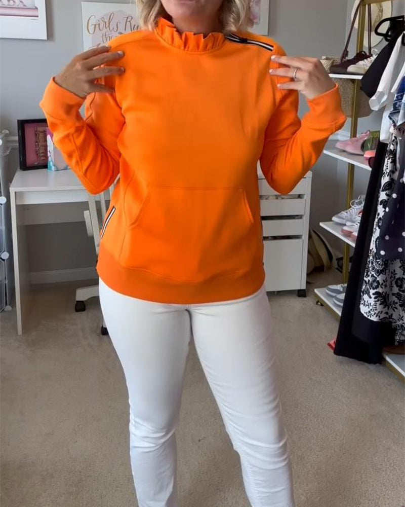Solid Color Long-Sleeved Zipper Sweatshirt