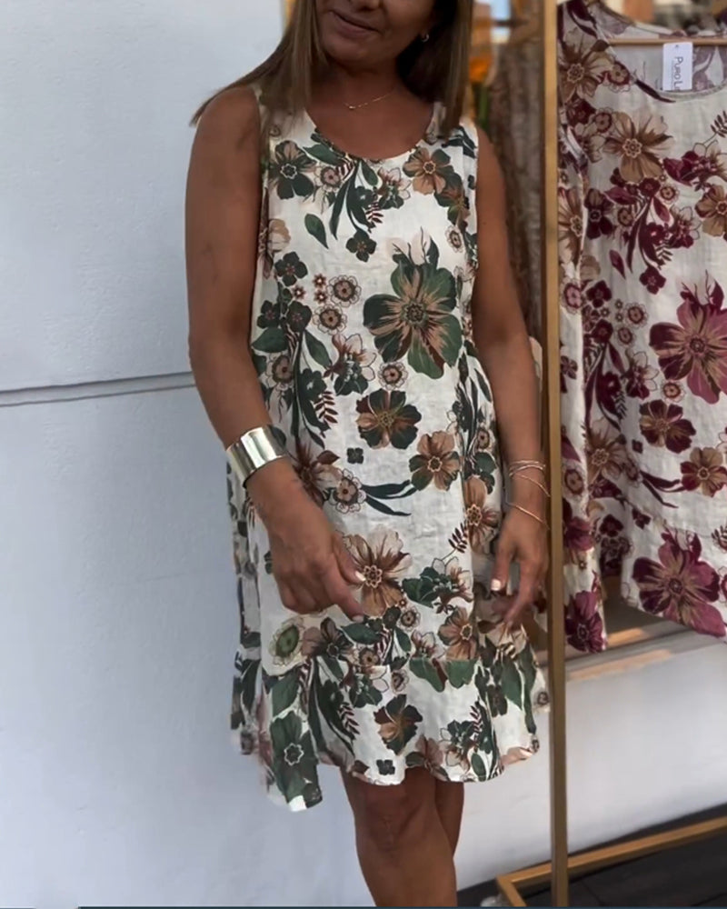 Sleeveless floral loose dress