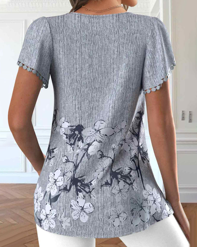 Short sleeve printed blouse