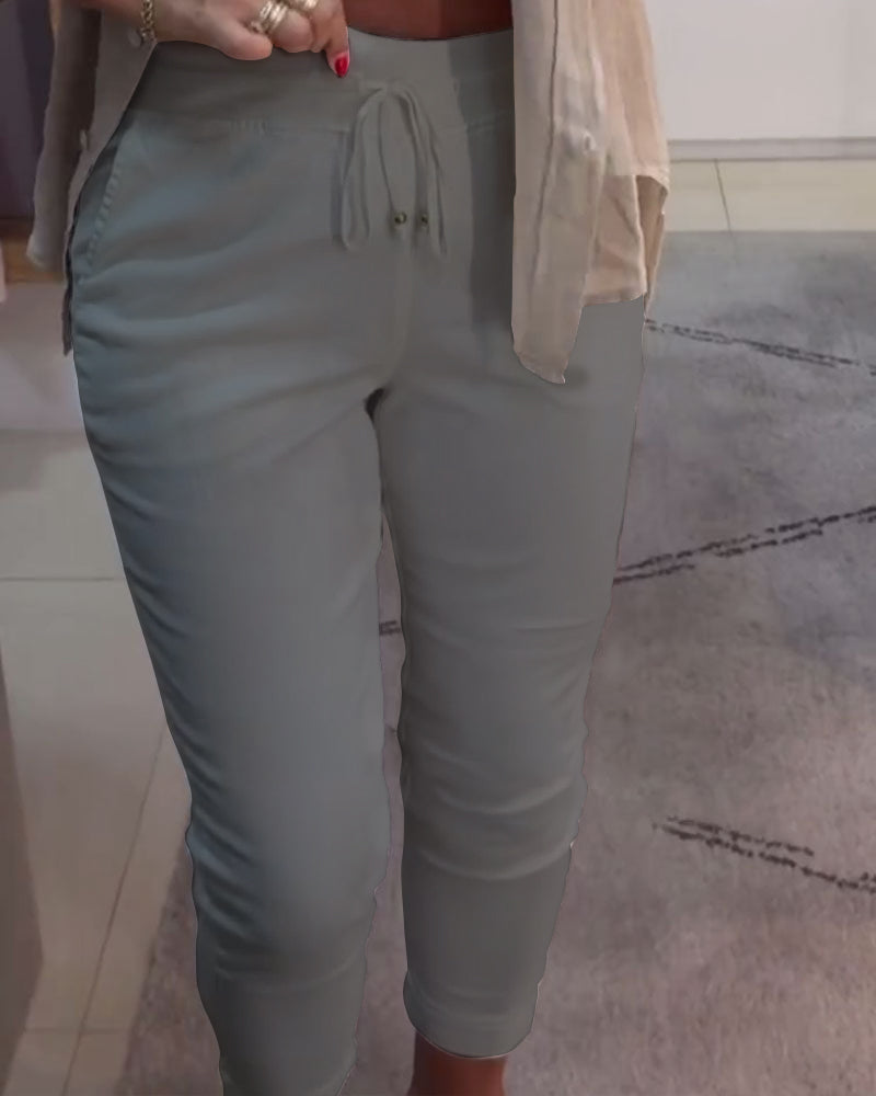 Drawstring Casual Pencil Pants