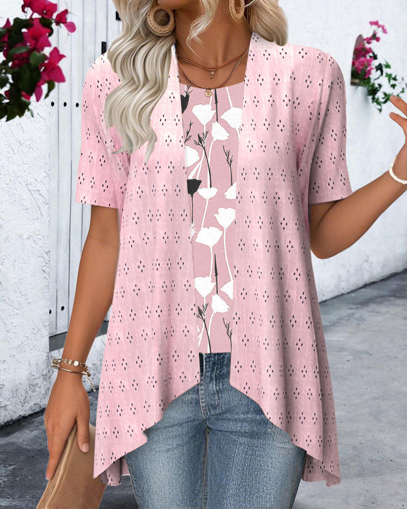 Fake Two-piece Printed Blouse