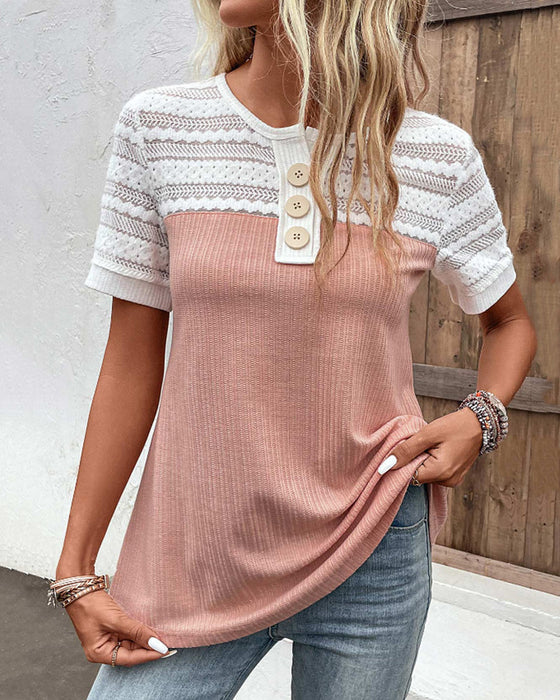Lace Short Sleeve Blouse