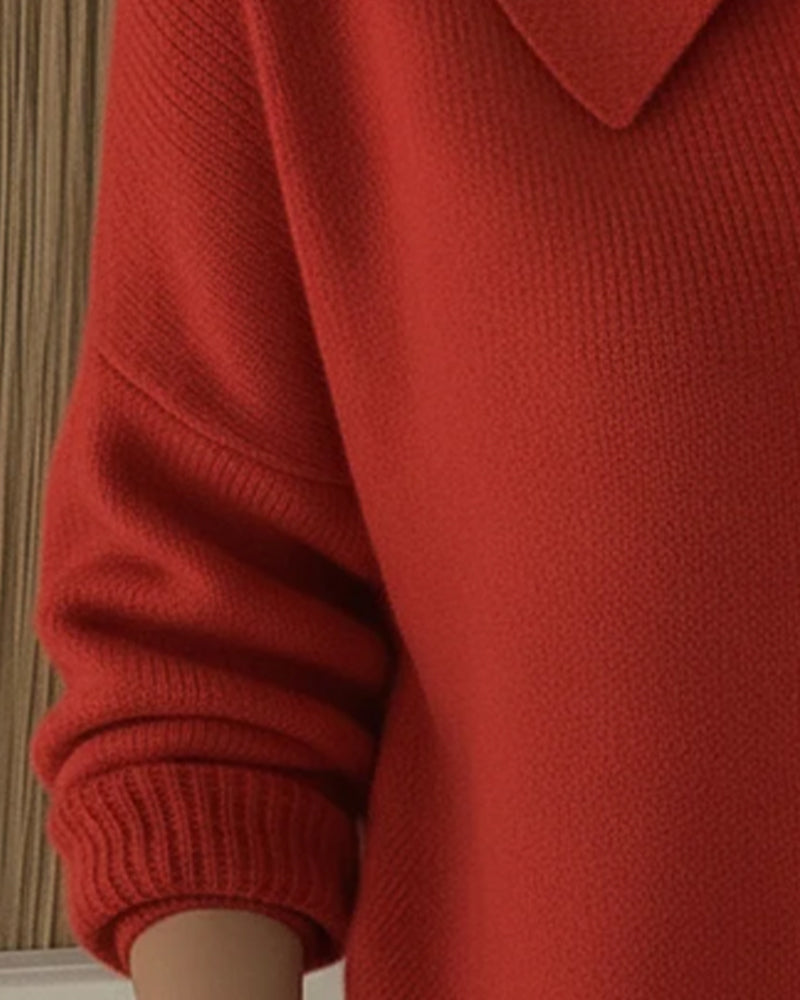 Long-Sleeved Button-Down Lapel Jumper