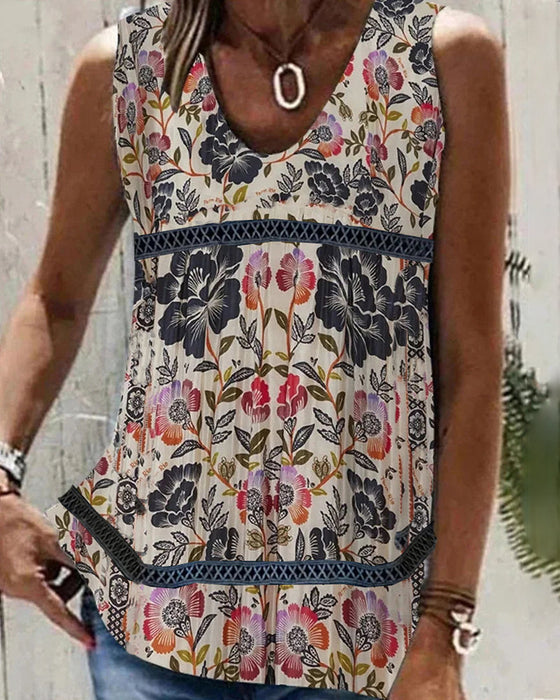 Floral and Paisley Print Tank Top