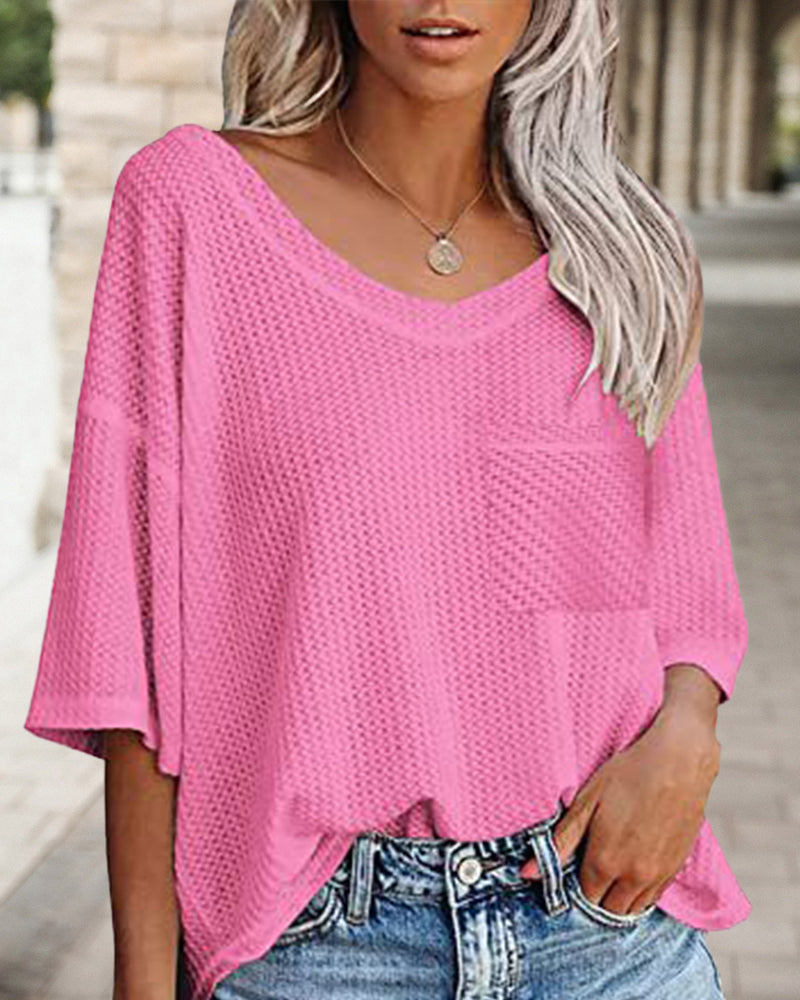 V neck pocket short sleeve t-shirt