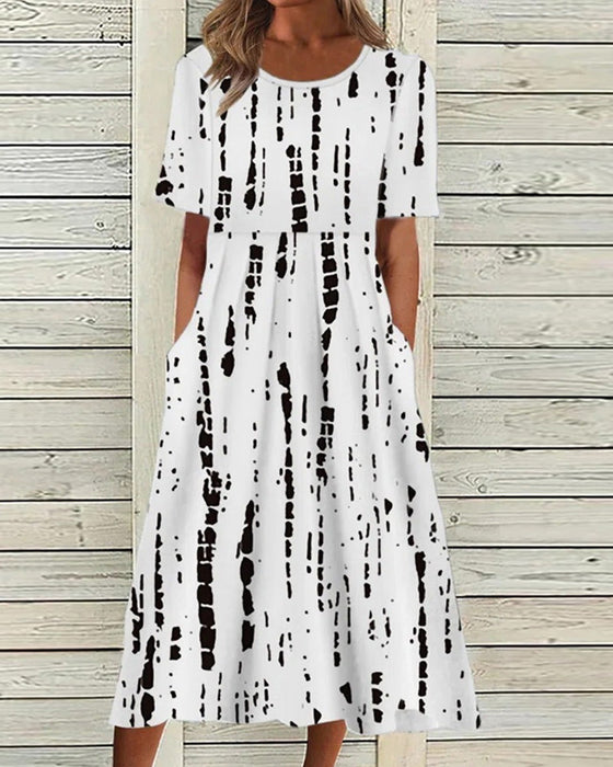 Round Neck Flower Print Dress