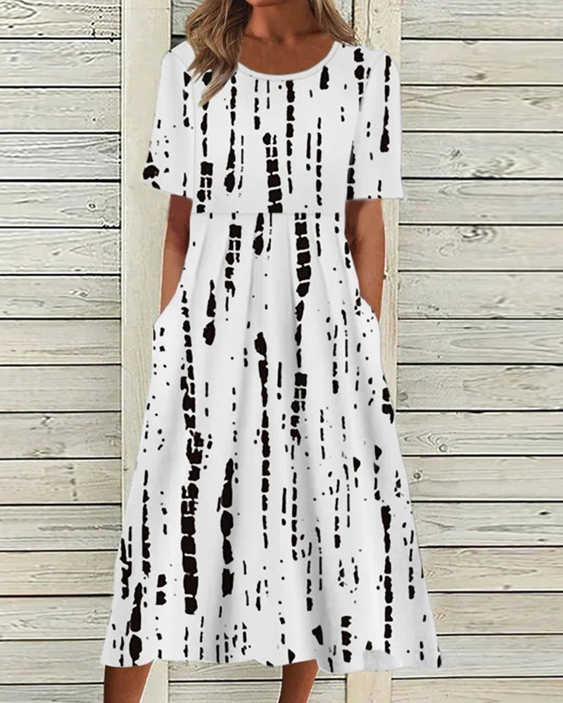 Round Neck Flower Print Dress