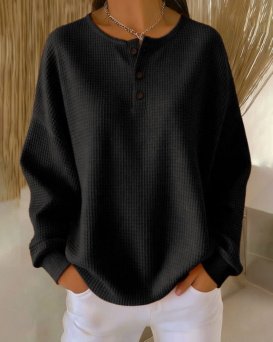 Fashionable Casual Solid Color Long-Sleeved Sweatshirt