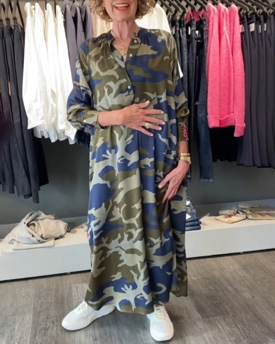 Camouflage style printed dress