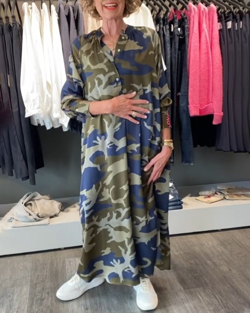 Camouflage style printed dress