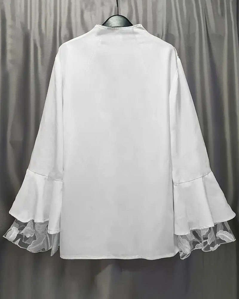 Fashionable Flared Sleeve French Blouse