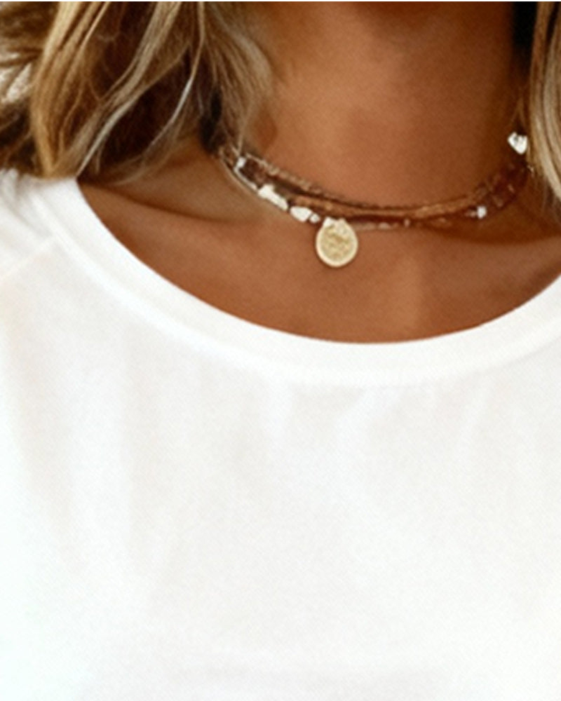 Cotton Crew Neck Casual Top