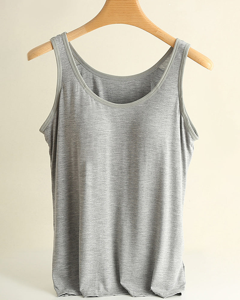 One-Piece Solid Color Bottoming Cami Top
