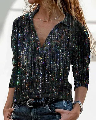 Long sleeve lapel blouse