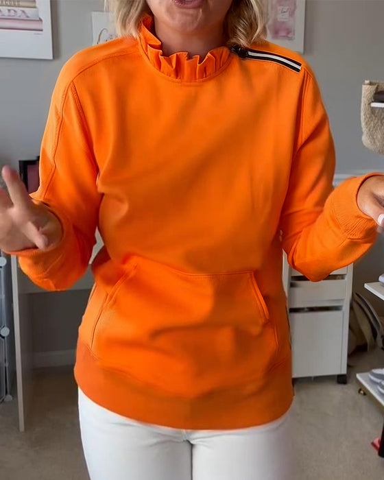 Solid Color Long-Sleeved Zipper Sweatshirt