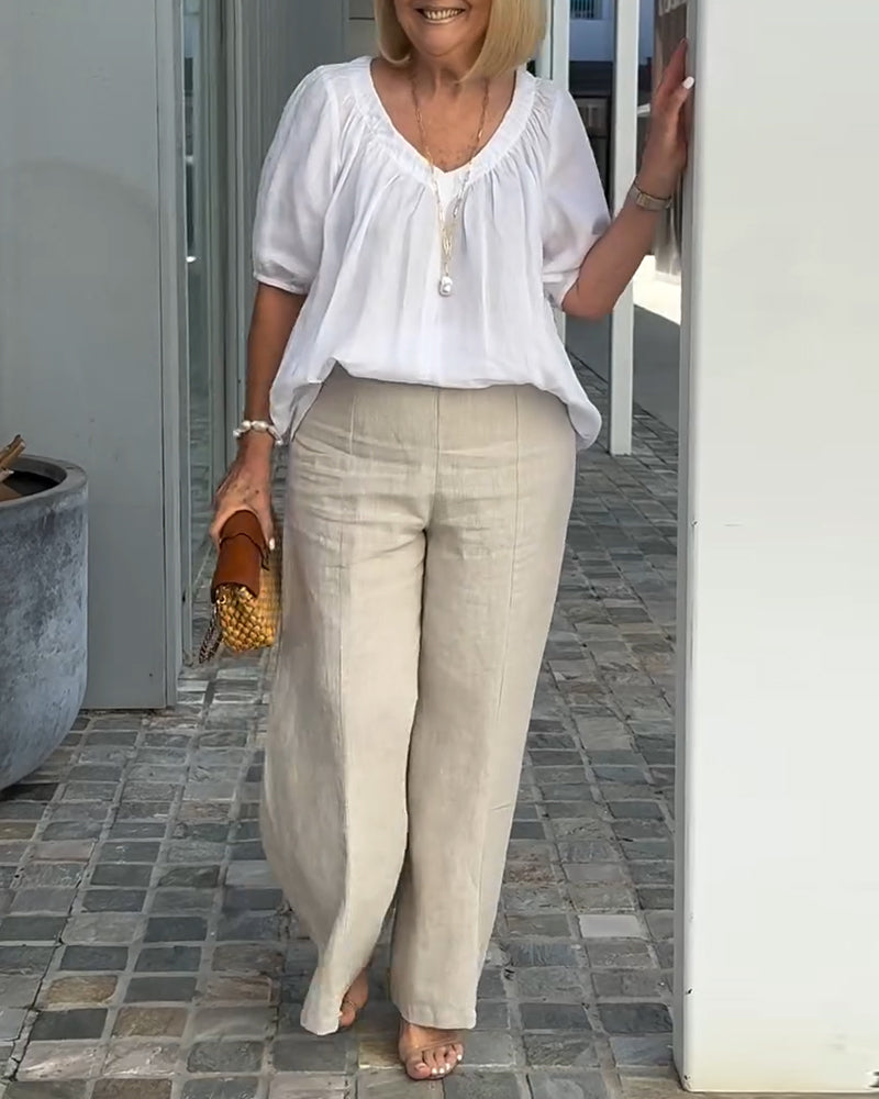 V-Neck Casual Lazy Trousers Set