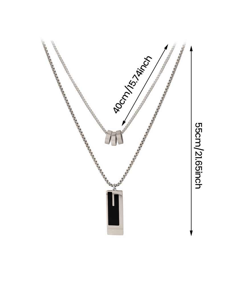 Double long necklace in titanium steel