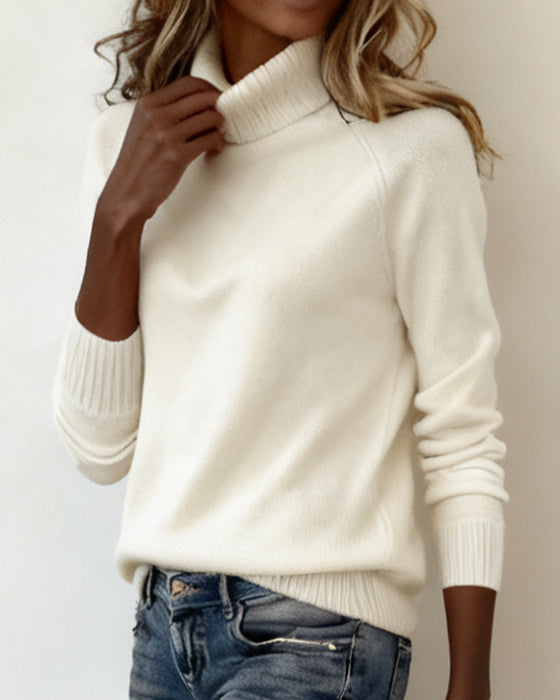 High Collar Raglan Short Jumper
