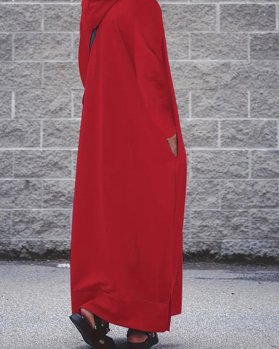 Letter-Printed Maxi Hoodie Dress