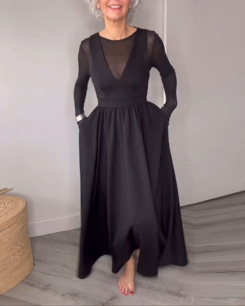 Pleated Large Hem Suspender Dress