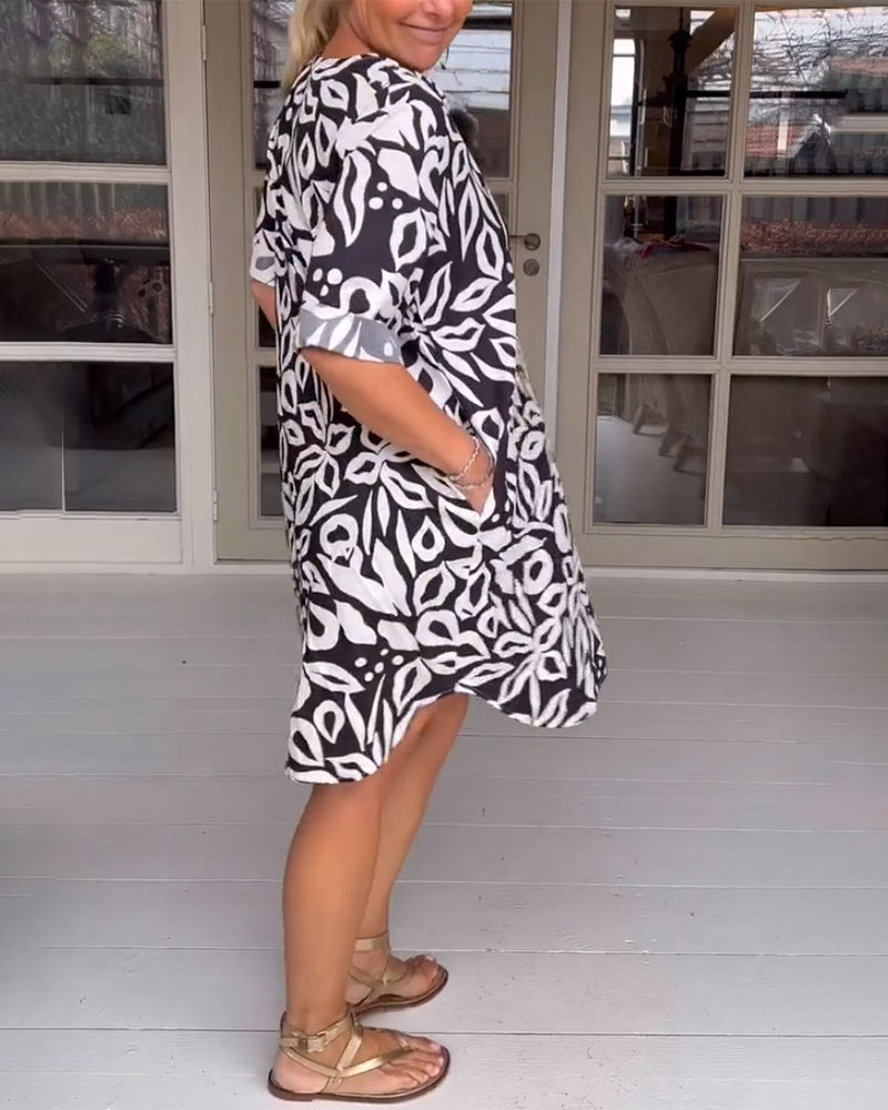 Printed v-neck dress