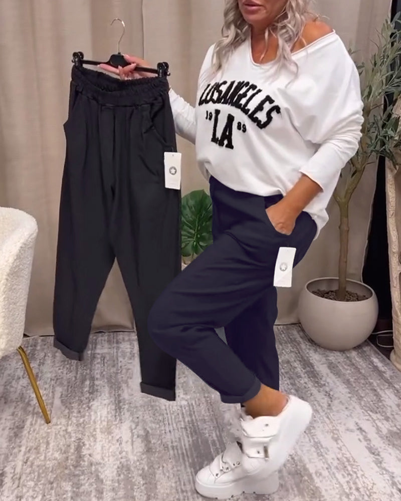 Casual solid color pocket pants