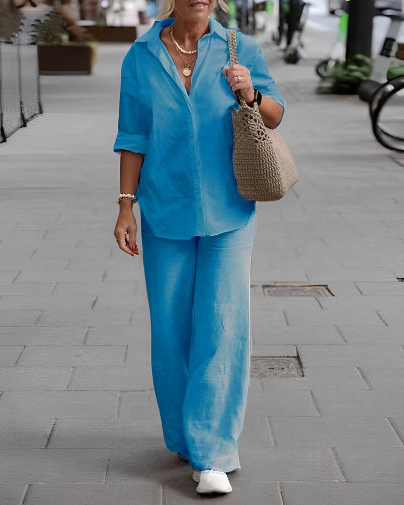 Solid Color Long Sleeve Casual Suit