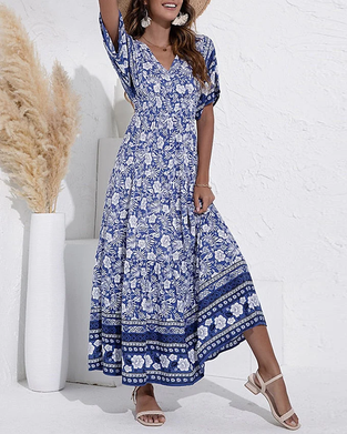 V-Neck Floral Dress