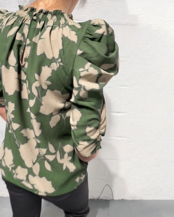 Puff Sleeve Ruffle Blouse