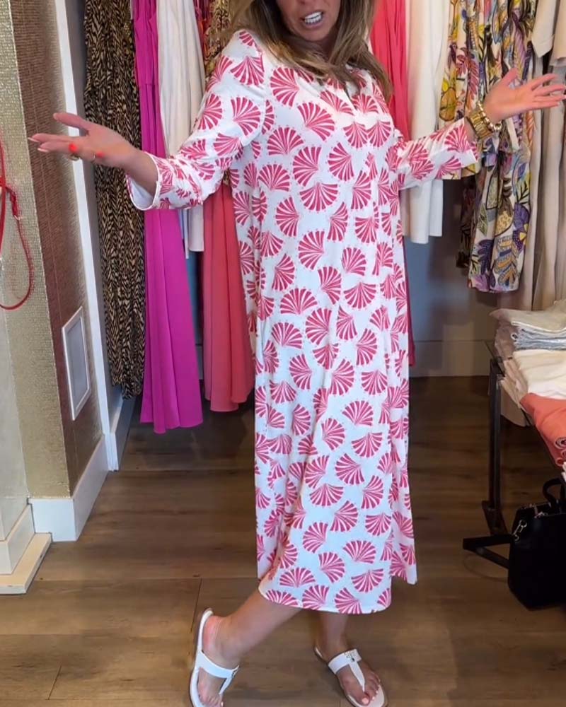 Casual Botanical Print Dress