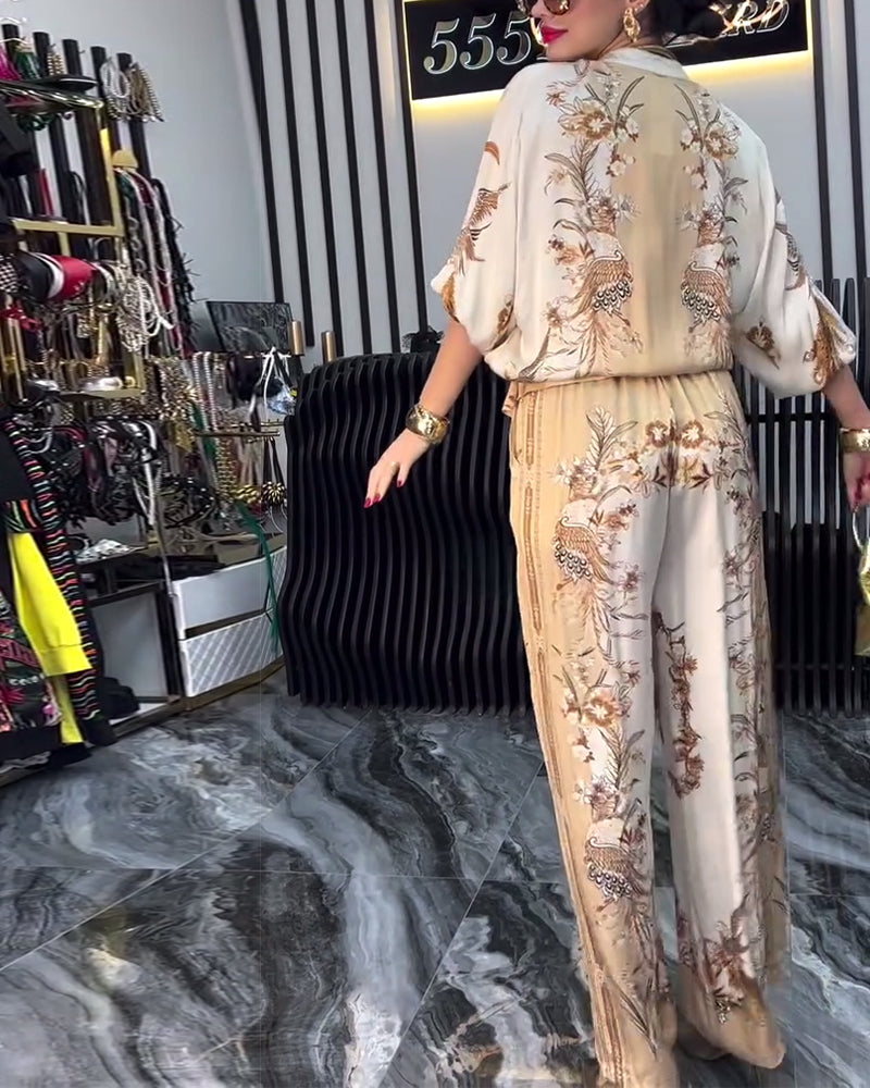 Temperament Stand Collar Zipper Wide Leg Suit