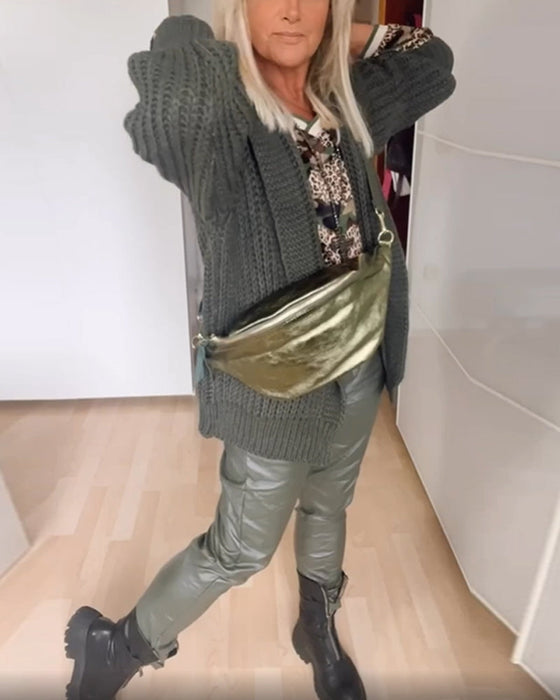 V-Neck Leopard Print Top