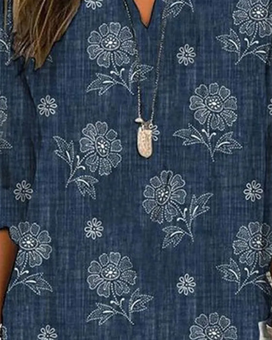 Floral print casual blouse