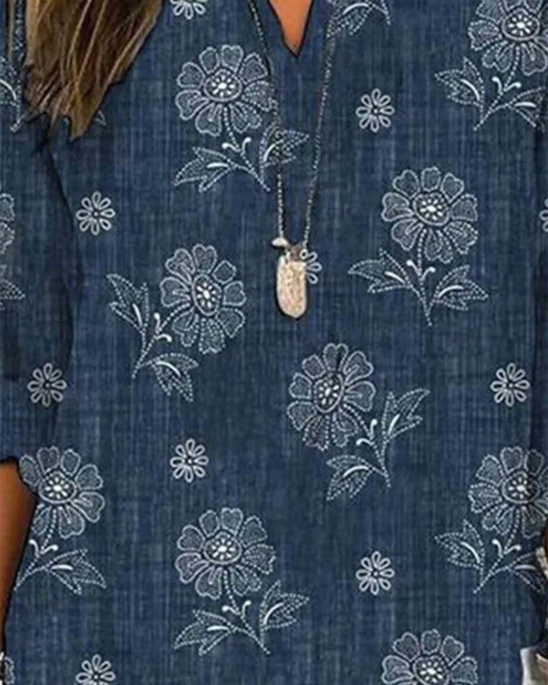 Floral print casual blouse