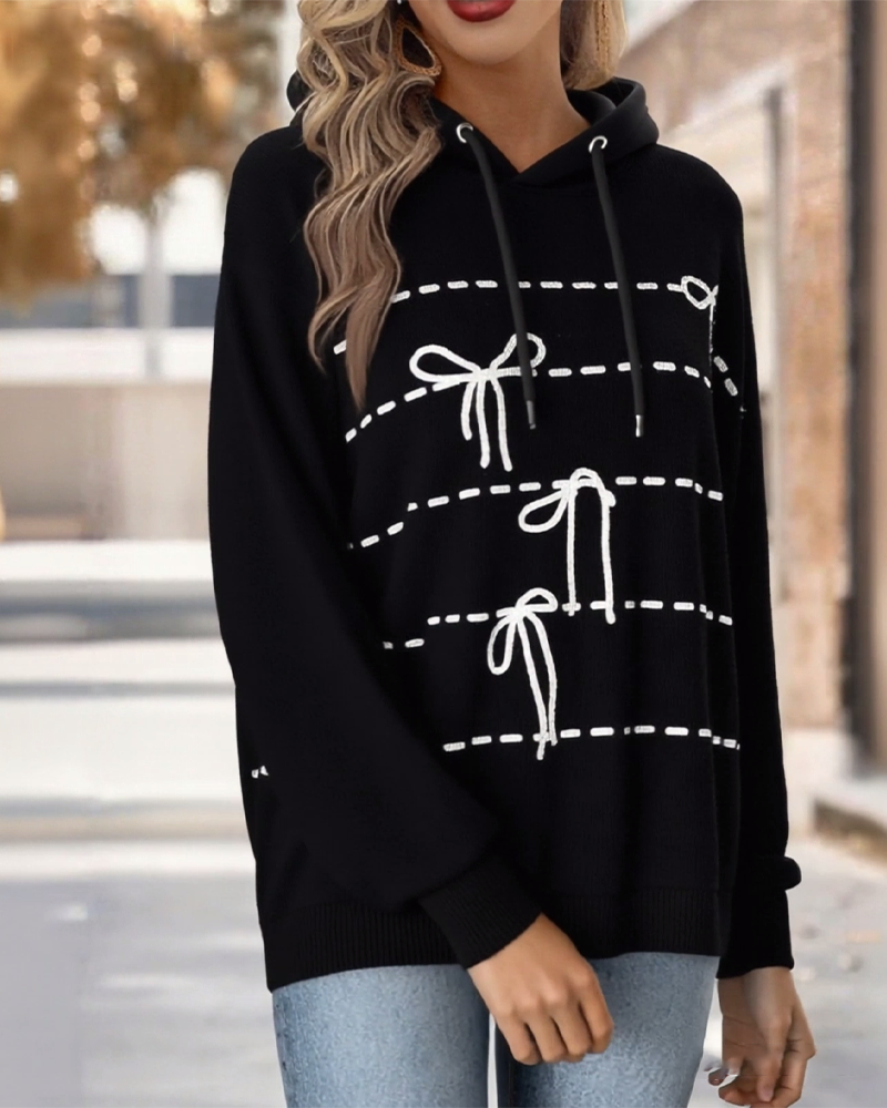 Hooded Bow Print Sweatshirt